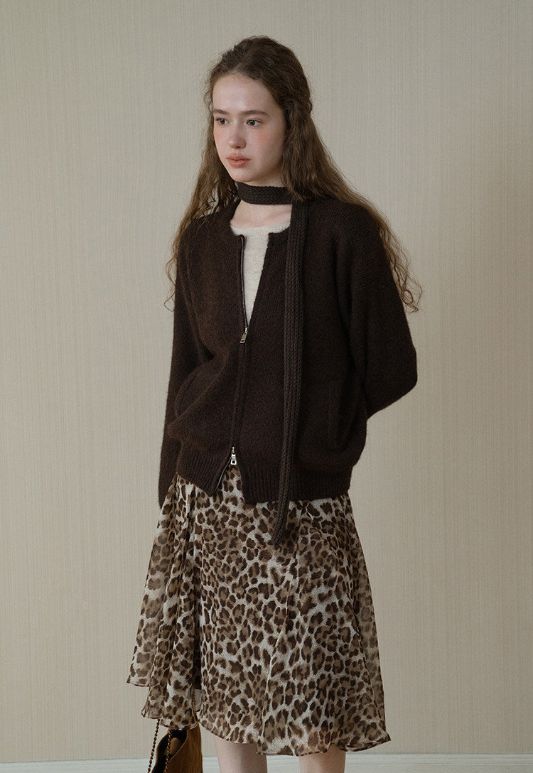 Leopard print drape skirt