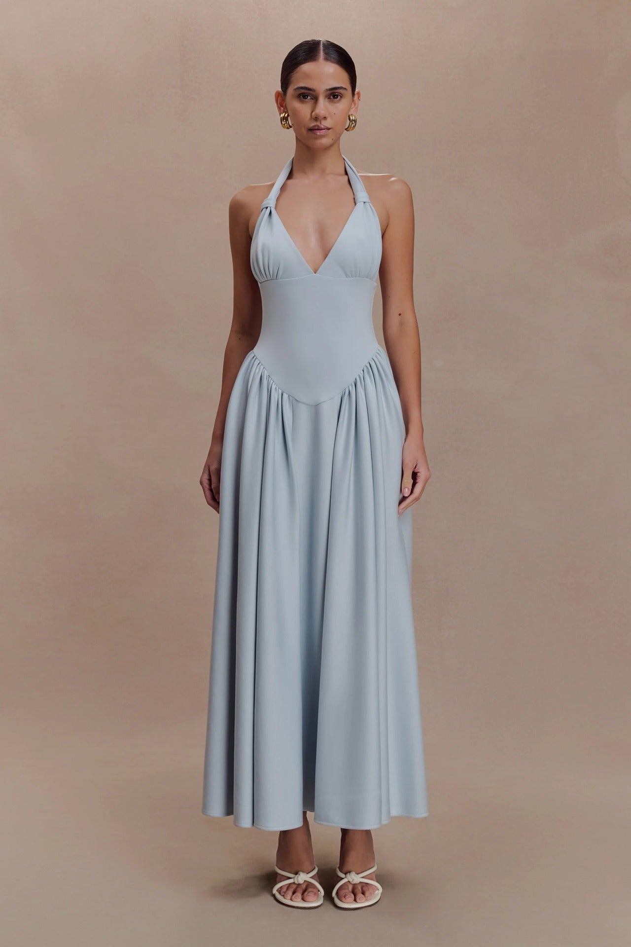 2026 resort style slip dress deep V sexy style fashion halterneck dress