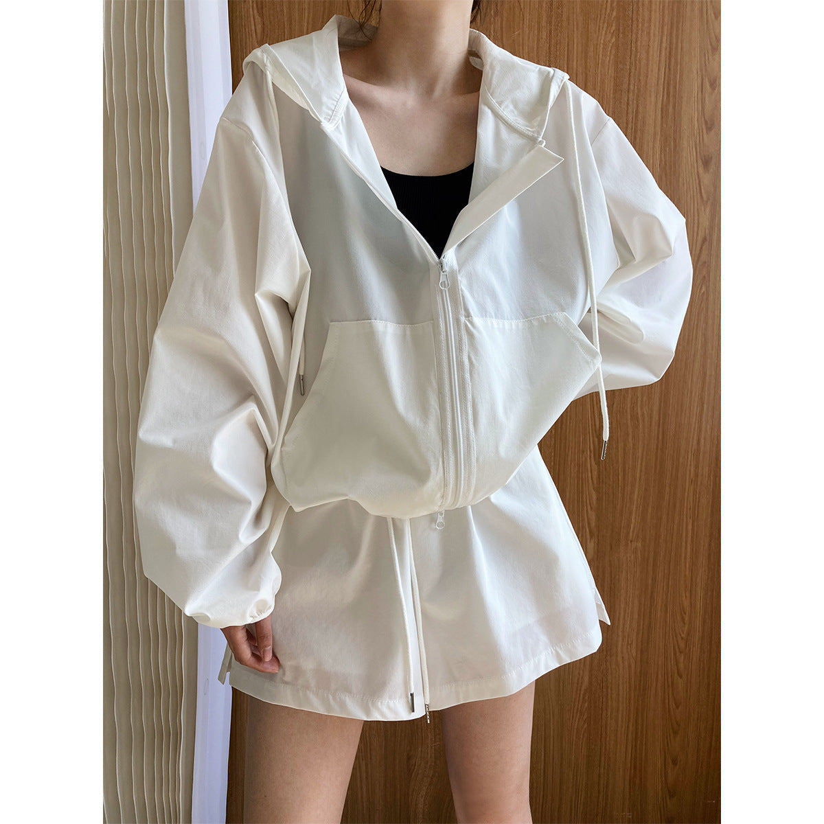 Wide Leg Shorts Hooded Sunscreen Two-piece Set