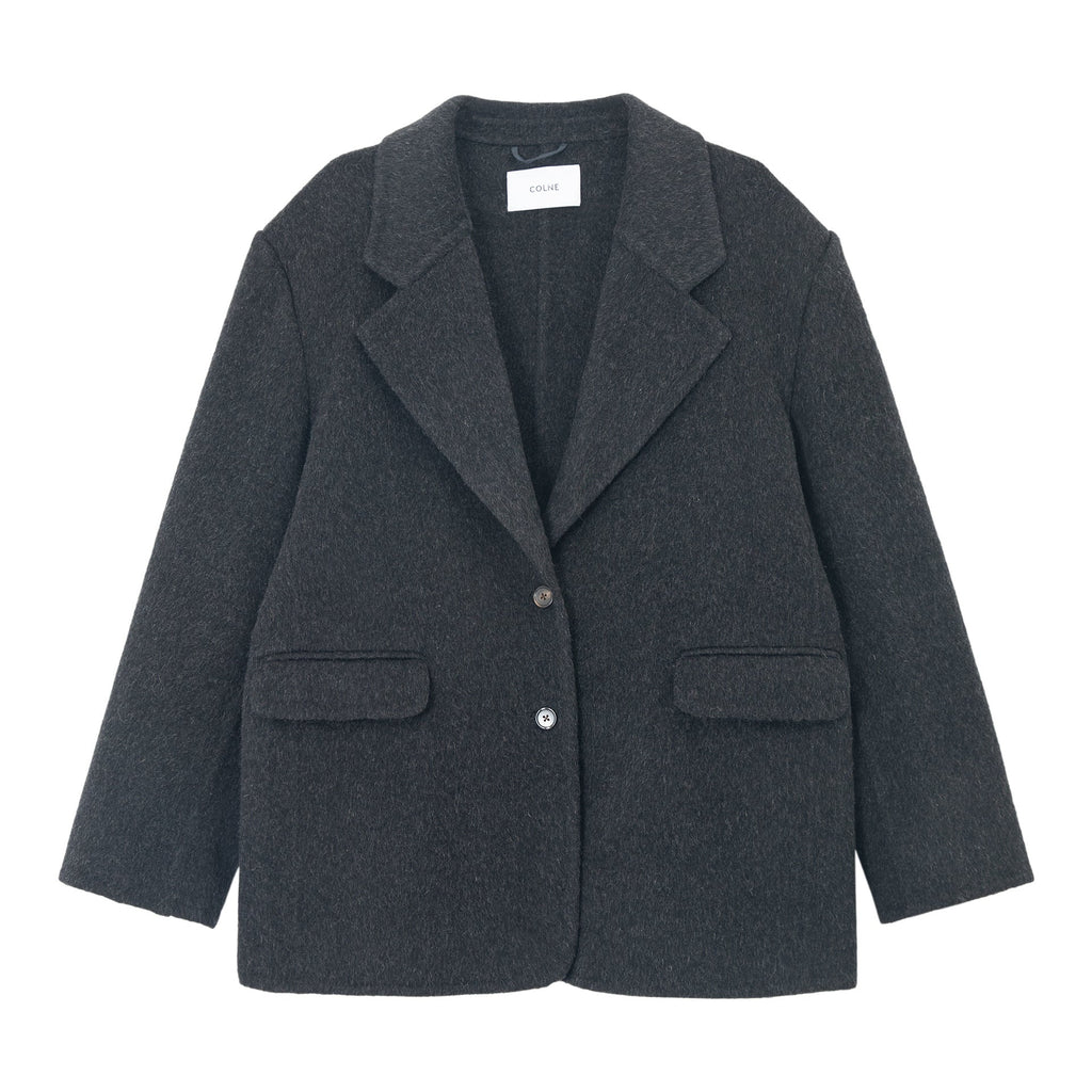 Winter long hairy feel imitation camel wool wide shoulder retro woolen blazer