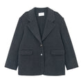 Winter long hairy feel imitation camel wool wide shoulder retro woolen blazer