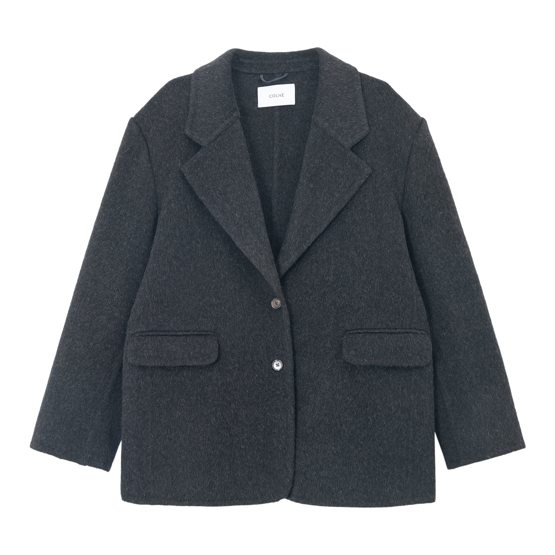 Winter long hairy feel imitation camel wool wide shoulder retro woolen blazer