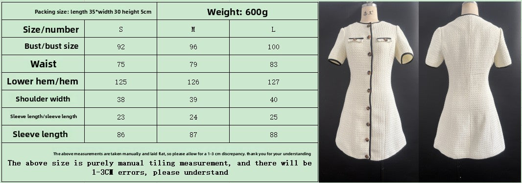 Cross-border foreign trade explosion knitted short-sleeved button small fragrant short skirt fashionable slim-fitting European and American dress women