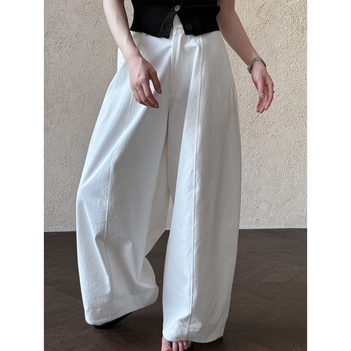 American retro three-dimensional cutting tooling wide-leg pants spring new straight pants broken-sewn sickle pants