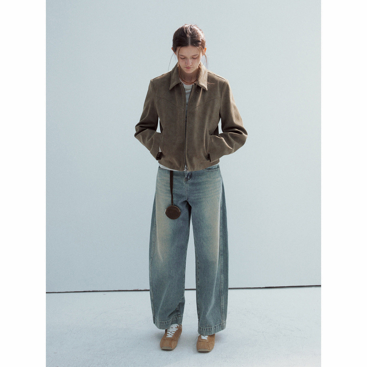 Spring Casual Lapel Maillard Vintage Suede Western Jacket