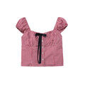 Plaid Backless Bubble Sleeve Top