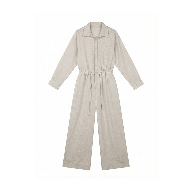 Ramie Tencel Long Sleeve Jumpsuit