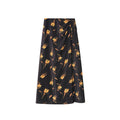 Retro beautiful temperament high waist straight lace-up floral skirt