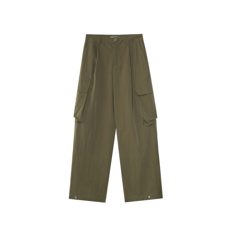 Trendy versatile pants multi-pocket straight overalls