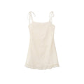 Summer coffee break suspender dress sweet sexy lace-up embroidered dress