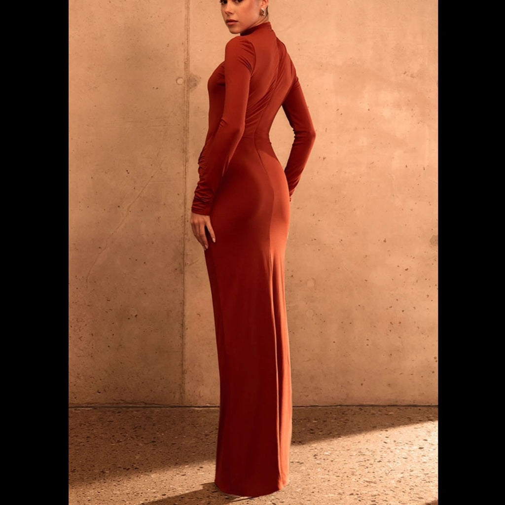 Stylish and sexy hollowed-out knitted hip skirt slim-fitting Spice Girl dress long-sleeved autumn and winter dress