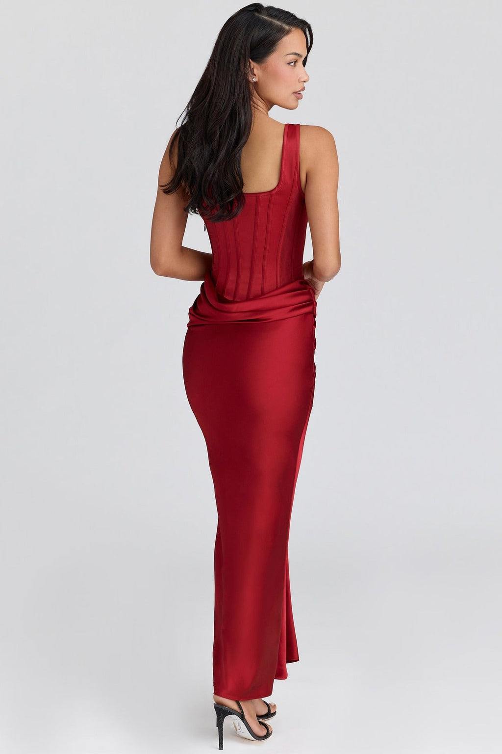 Sexy satin fishbone suspender hip skirt pleated splicing hottie dress sleeveless waist