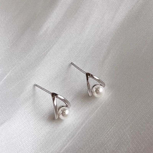 925 silver earrings girls new imitation pearl stud earrings design sense light luxury niche high sense earrings