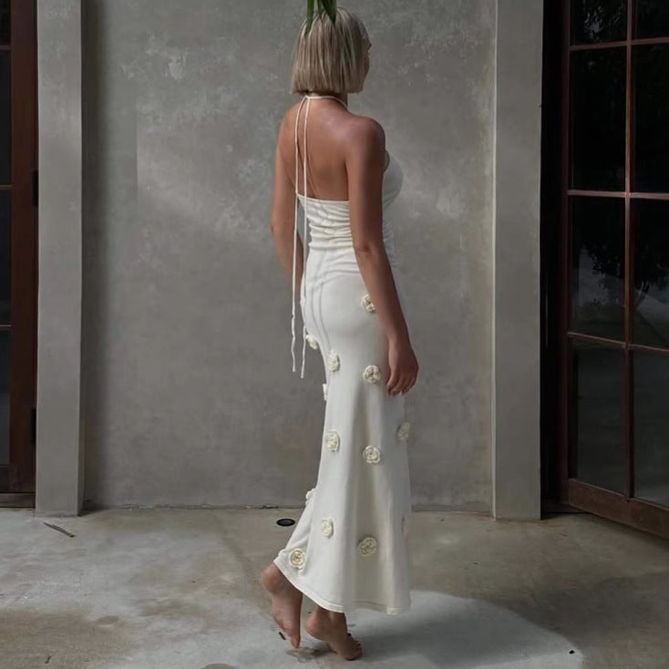 Stylish and sexy three-dimensional flower knitted hip skirt seaside vacation dress