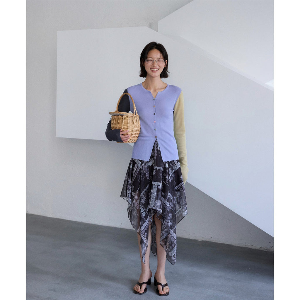 Irregular skirt floral polka dot chiffon skirt