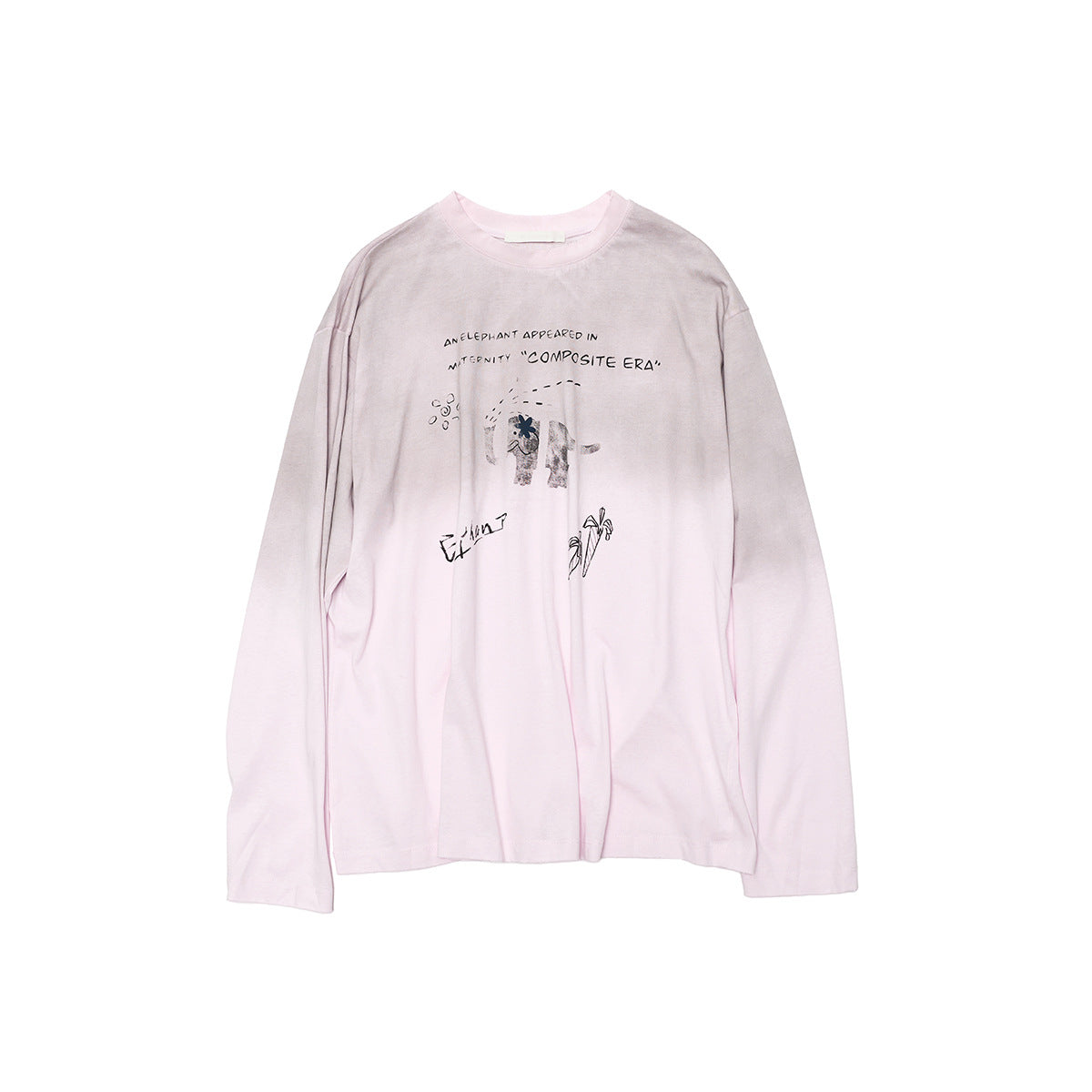 Spring casual round neck simple fried color printing easy versatile long-sleeved T-shirt