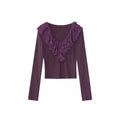 Sweet wind age-reducing ruffle edge slim-fitting long-sleeved bottoming shirt