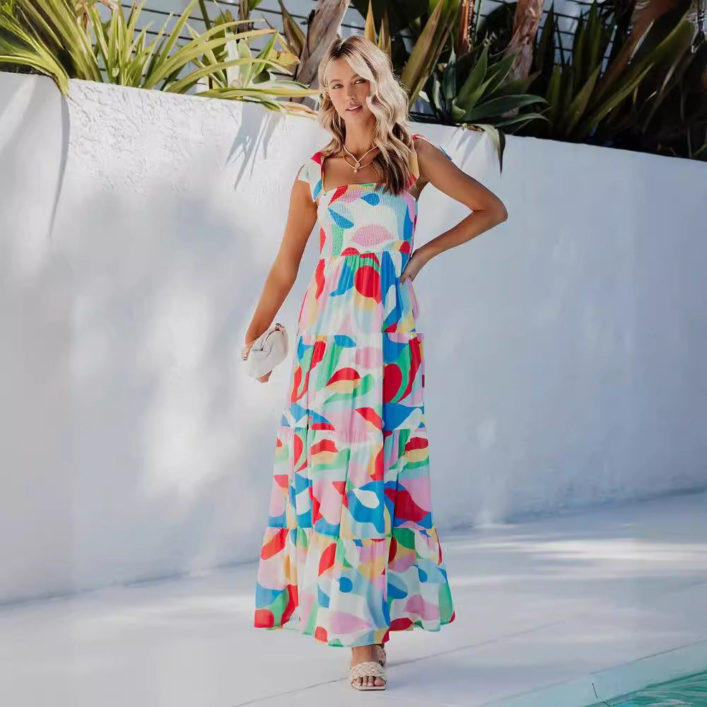 Spring and summer new floral pendulum dress