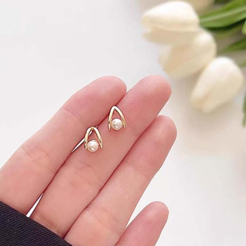 925 silver earrings girls new imitation pearl stud earrings design sense light luxury niche high sense earrings