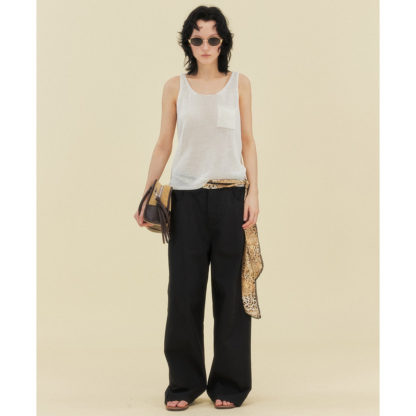 Twill nylon cotton scimitar pants casual pants