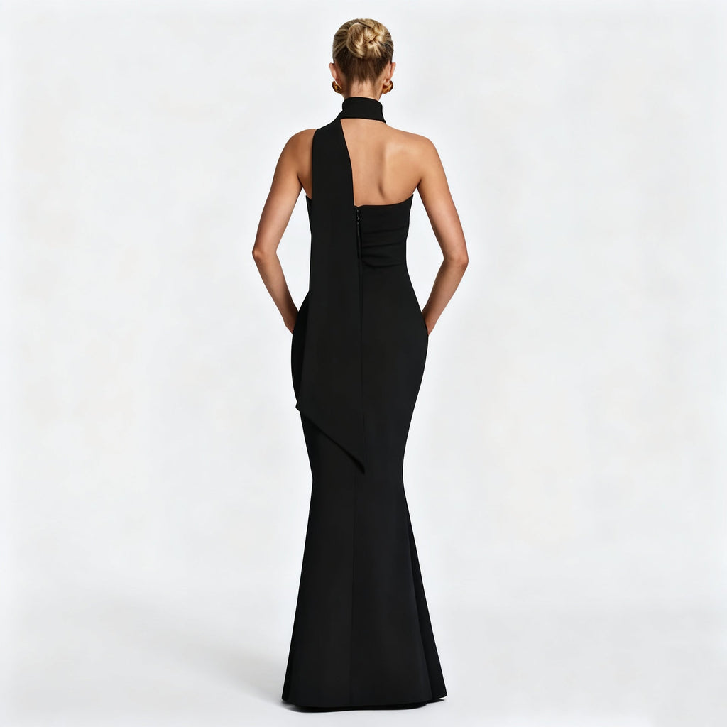 Slim-fit celebrity streamer halter hip skirt