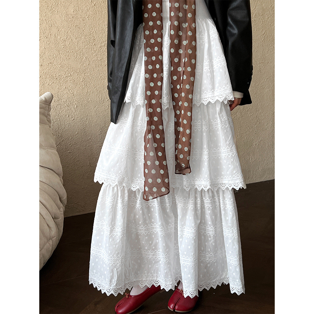 Shu ballet style cake long dress spring temperament waist bottom A word dress