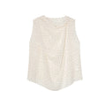 Spring and summer fashion trend French swing neck copper ammonia silk printed sleeveless shirt