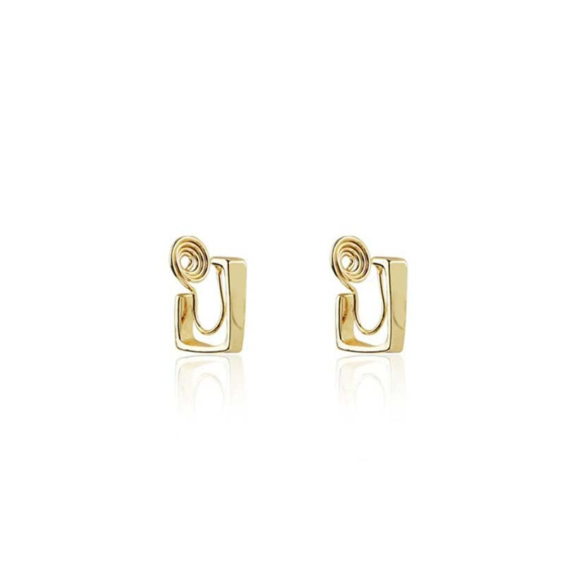 Premium French mosquito coil disc ear clips, metal without ear piercings, can be worn by women's simple commuting square design women's earrings