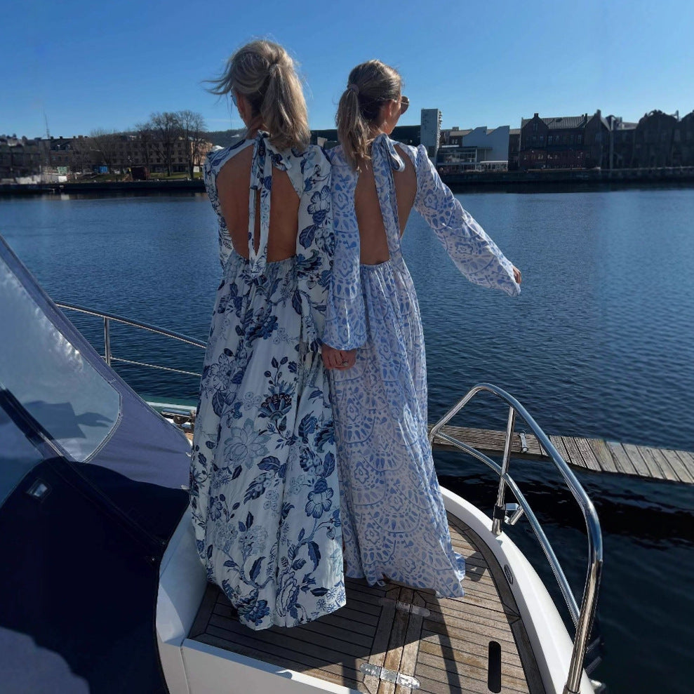 Casual loose long-sleeved sexy dress