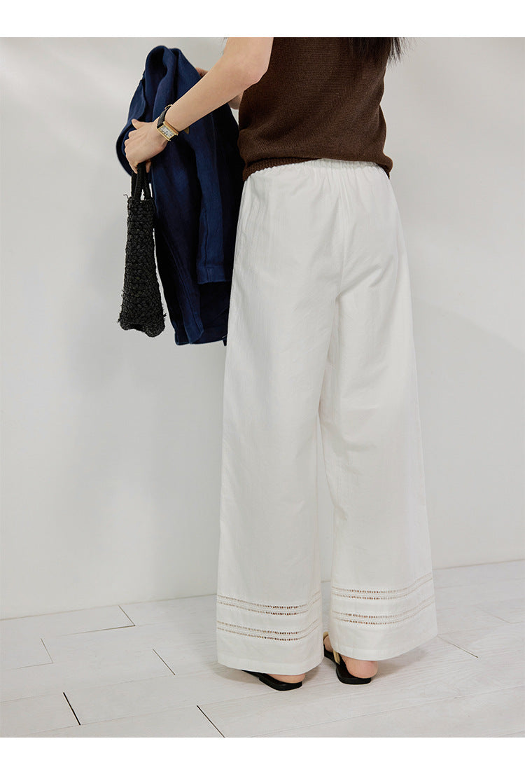 Vacation lace stitching full-scale wide-leg high-waisted casual pants
