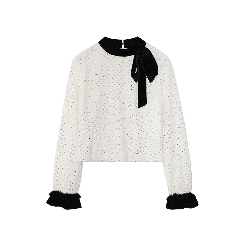 Heavy Industry sequined streamer long-sleeved sweater fleece shirt