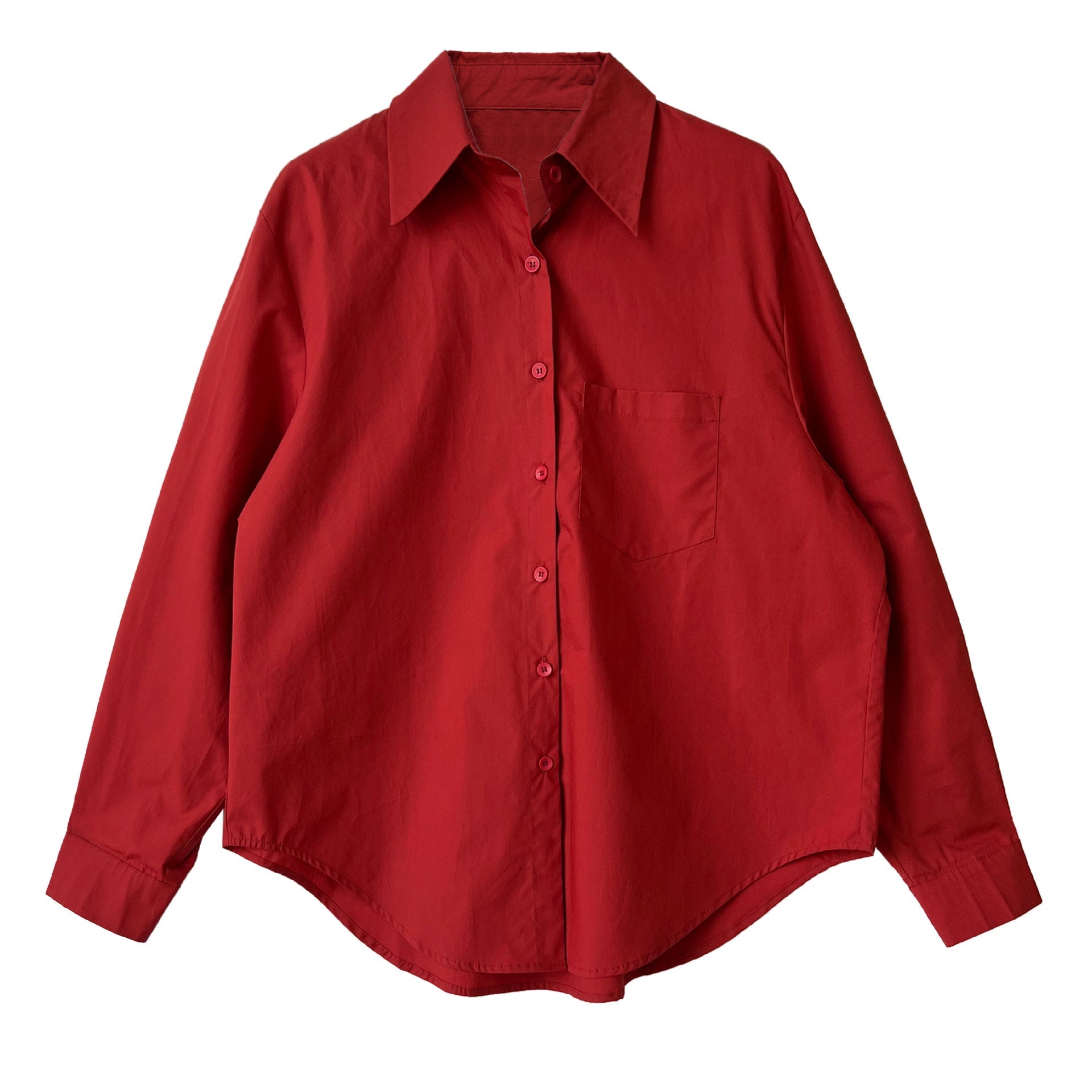 Korean version of chic loose silhouette shirt jacket women's commuter lapel versatile long-sleeved casual top