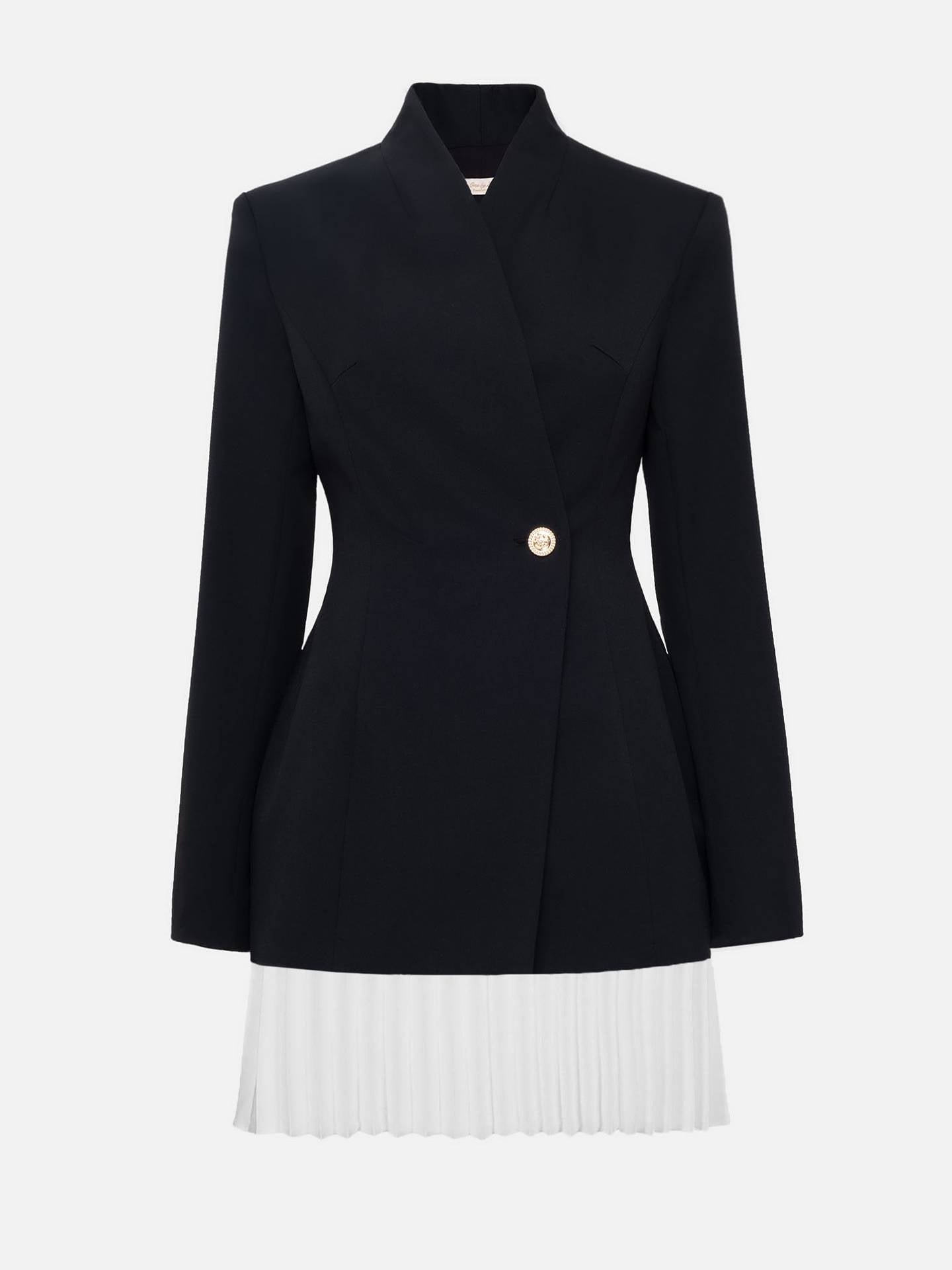 High-end design small suit versatile long-sleeved splicing skirt jacket fashionable French top