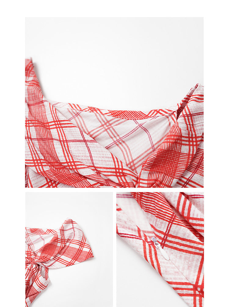 Retro beautiful top design streamer plaid t-shirt
