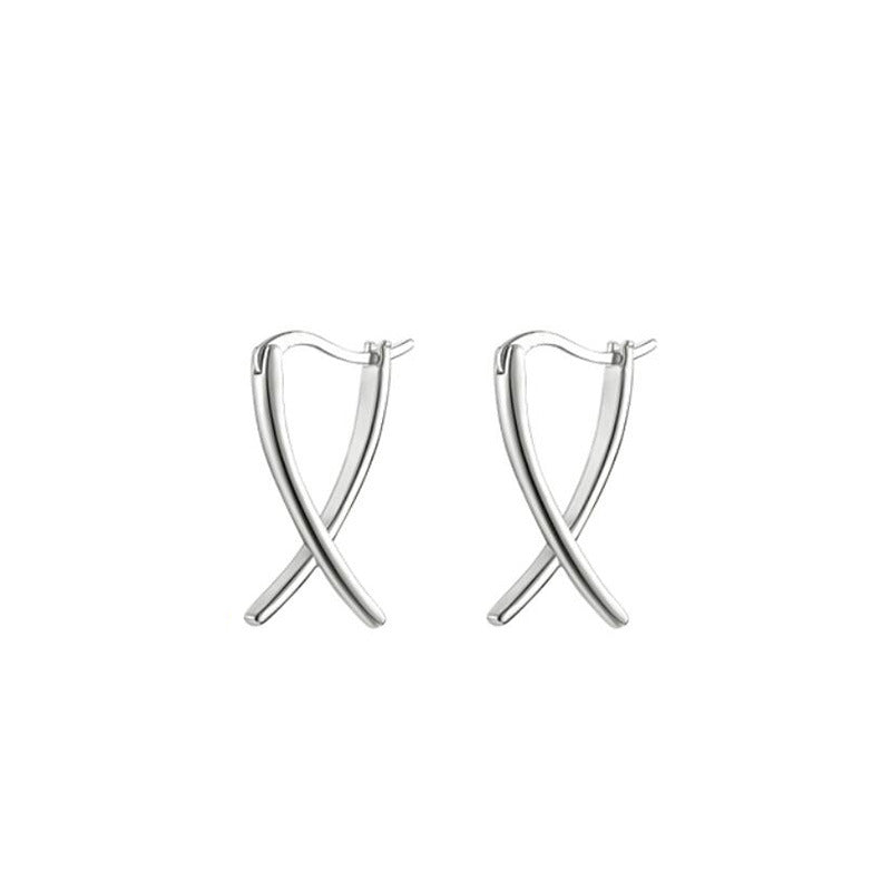 Line cross ear buckle ins tide cold wind high sense, earrings geometric niche design autumn and winter earrings