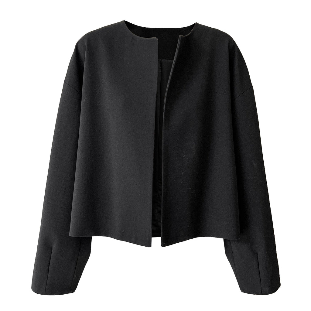 High intelligence round neck buckle-free blazer women's early spring new minimalist small suit top