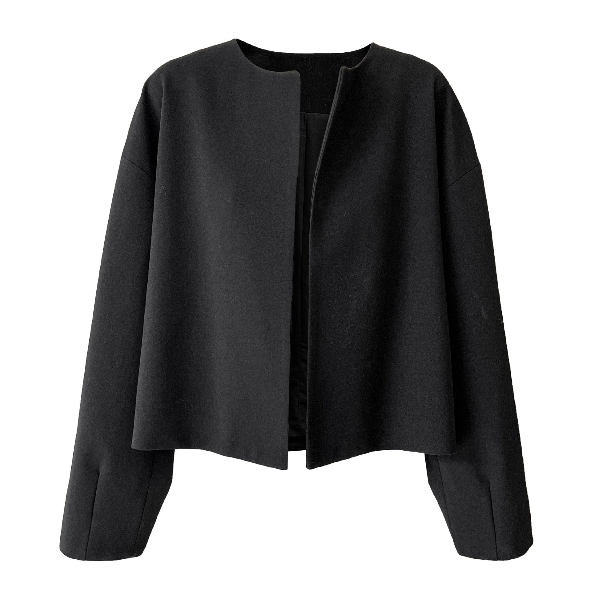 High intelligence round neck buckle-free blazer women's early spring new minimalist small suit top
