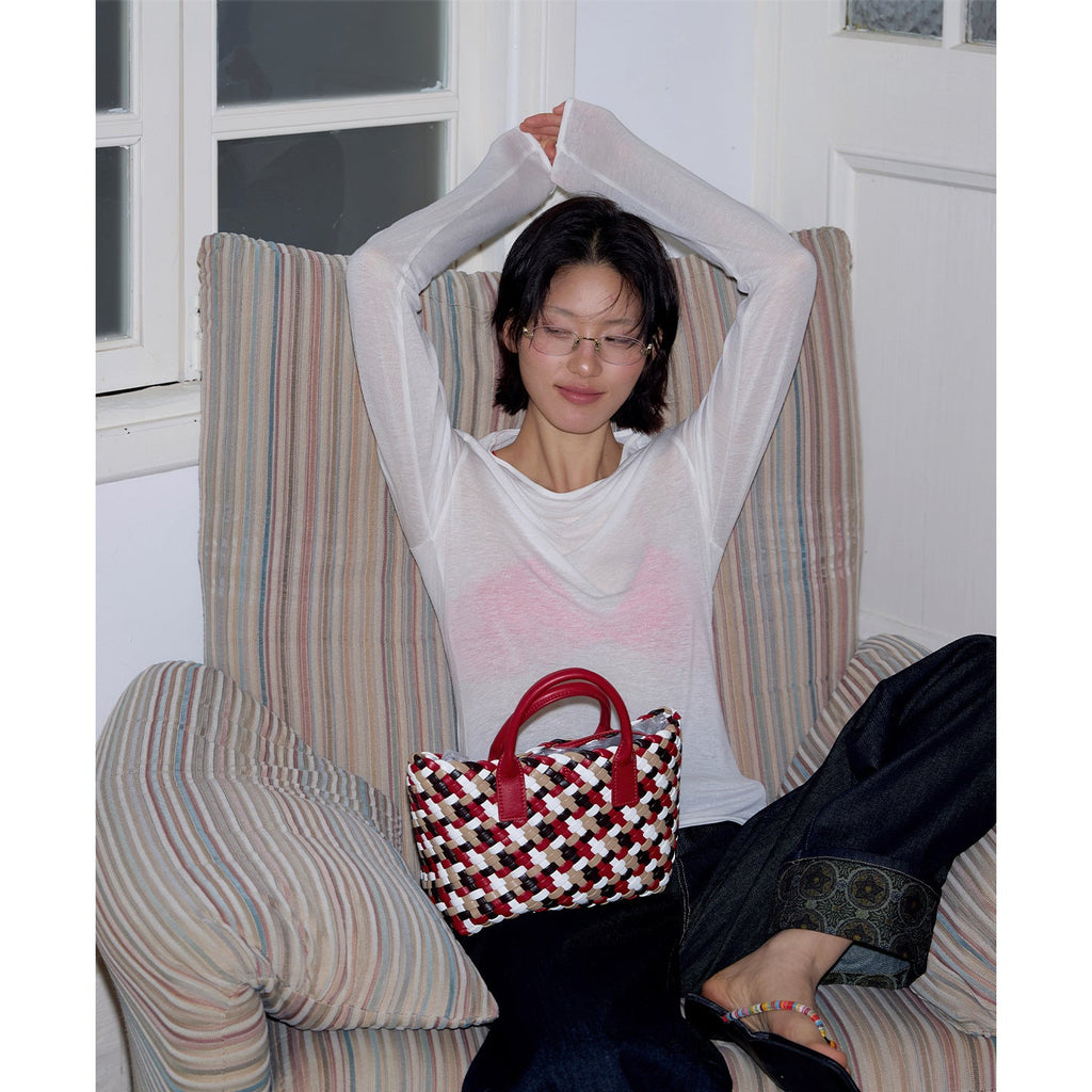Tencel linen Korean Spice Girl perspective machine bottoming shirt long-sleeved T-shirt