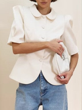 Autumn French minimalist solid color top