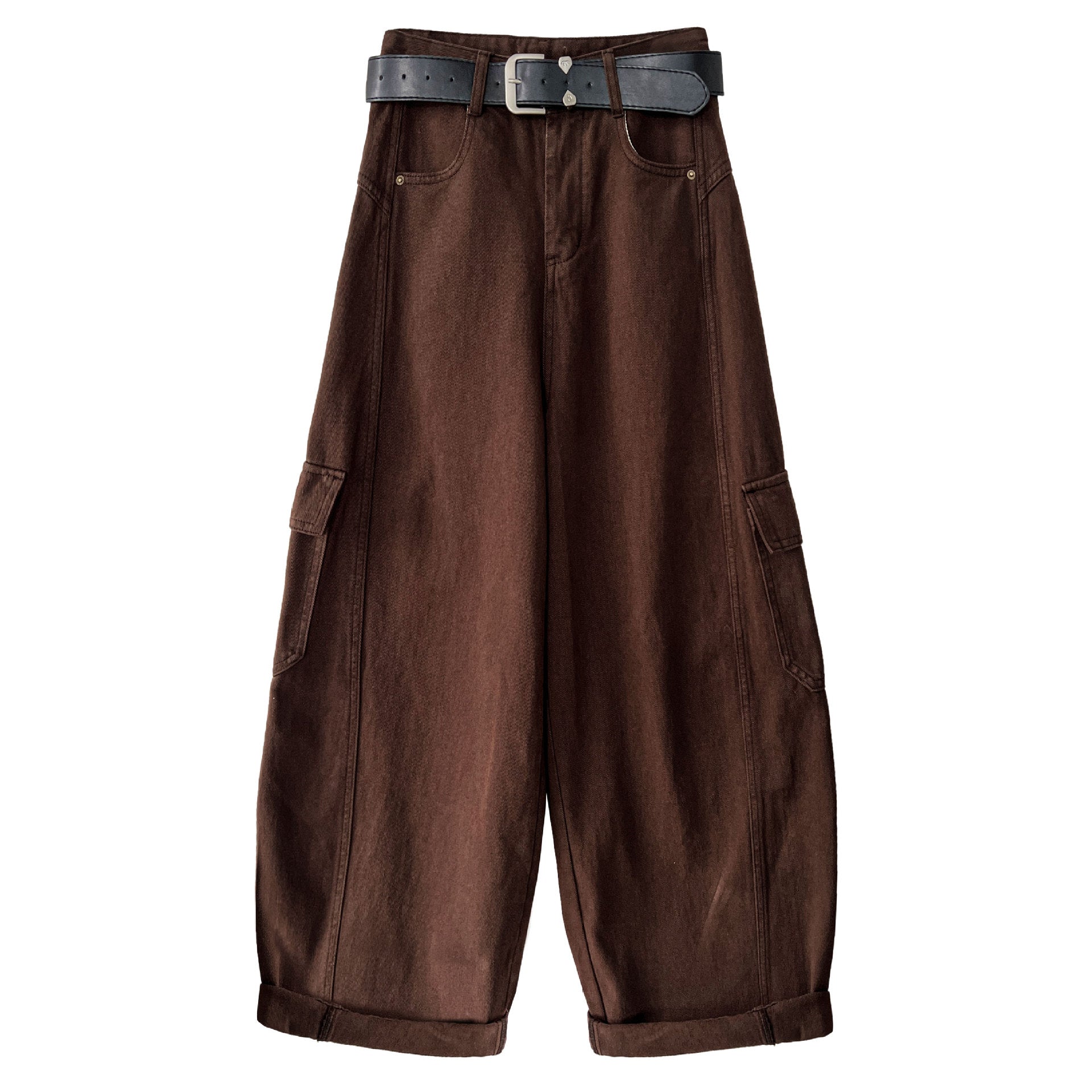 Korean retro big pocket tooling wide-leg pants