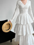 Shu ballet style cake long dress spring temperament waist bottom A word dress
