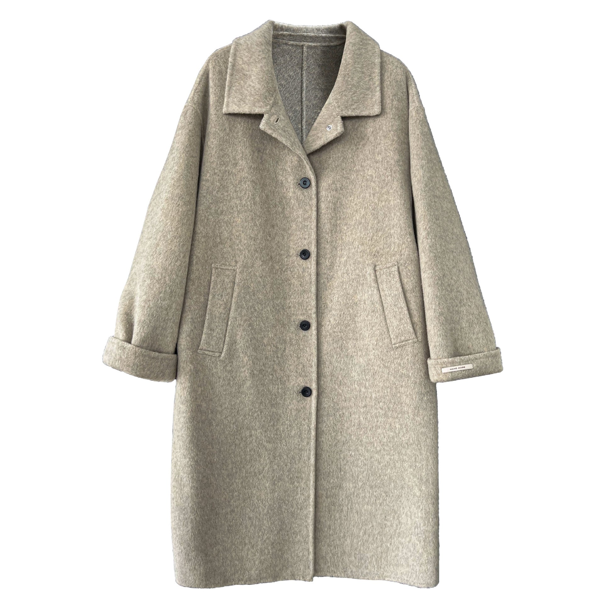 100% wool premium lapel single-breasted double-sided woolen coat women's winter woolen long coat