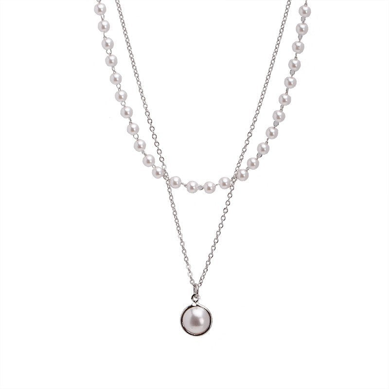 Internet celebrity retro ins simple double pearl bracelet female, cold port style fashionable pearl bracelet