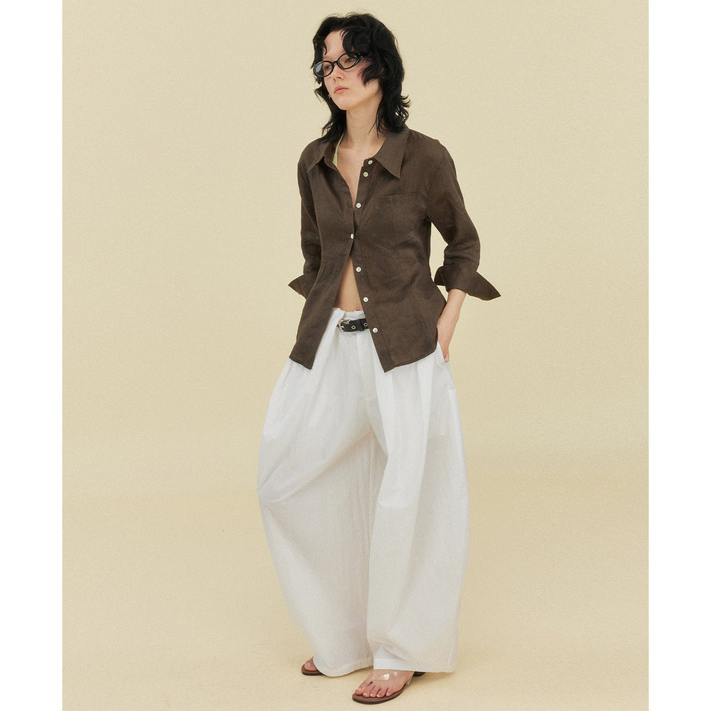 Minimalist linen slim-fit shirt