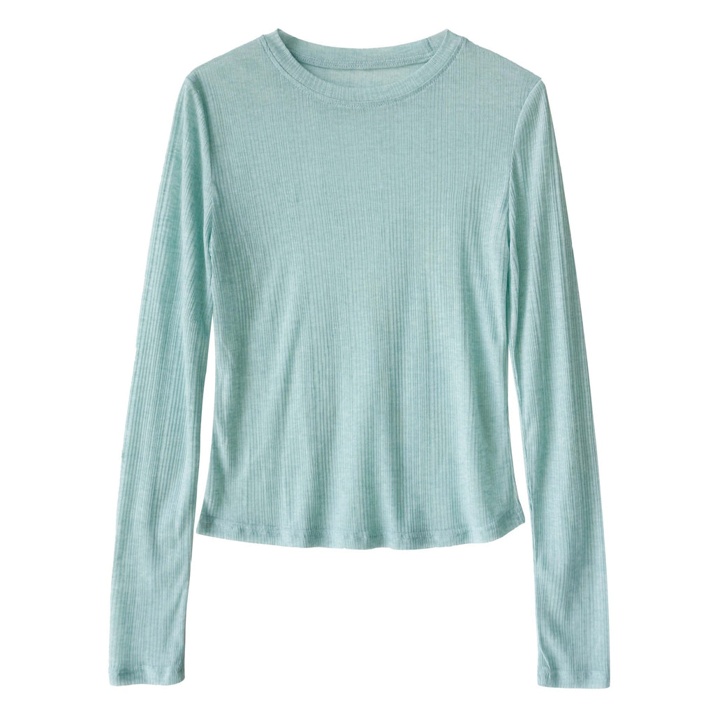Korean perspective texture versatile bottoming shirt women's spring new commuting long-sleeved T-shirt