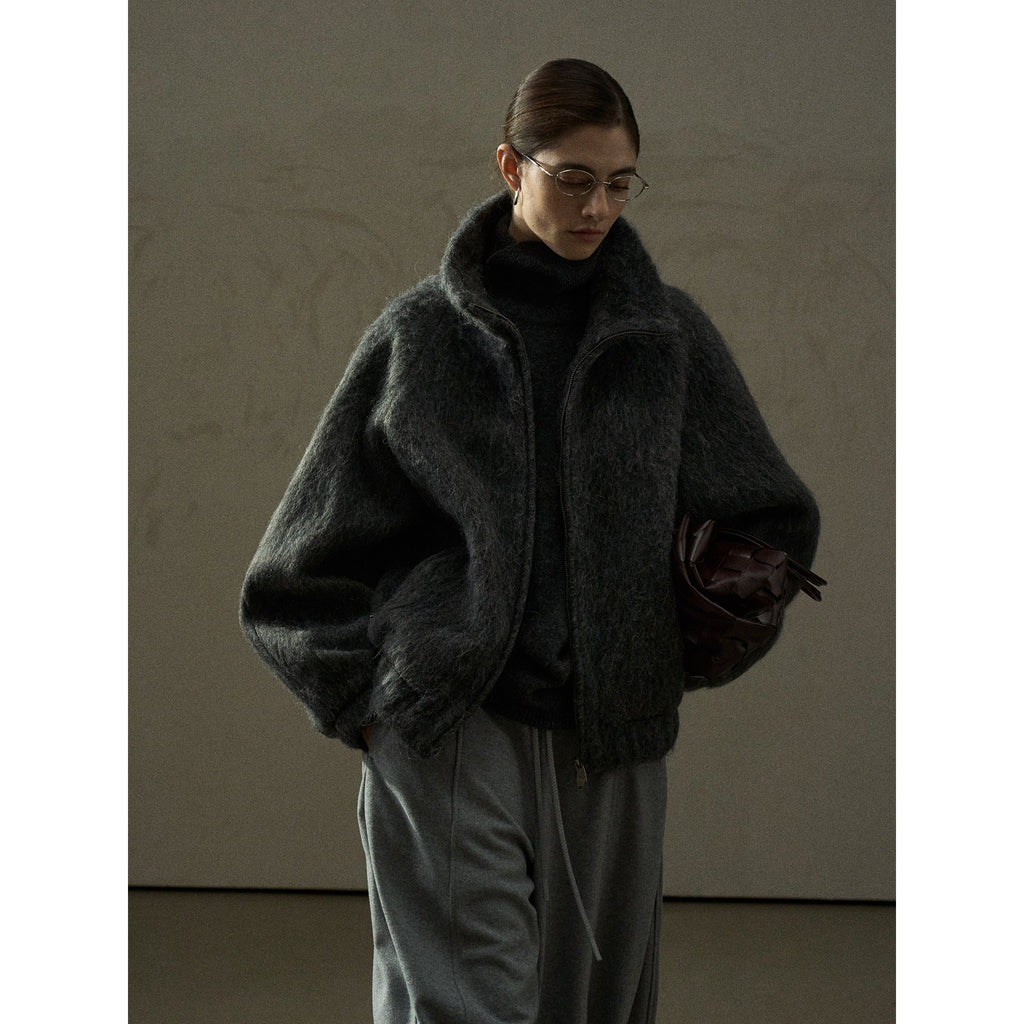Winter new alpaca wool windproof neck protector warm plush jacket