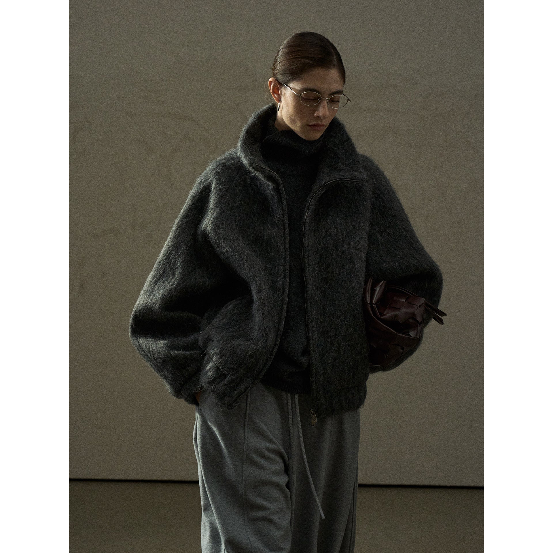 Winter new alpaca wool windproof neck protector warm plush jacket