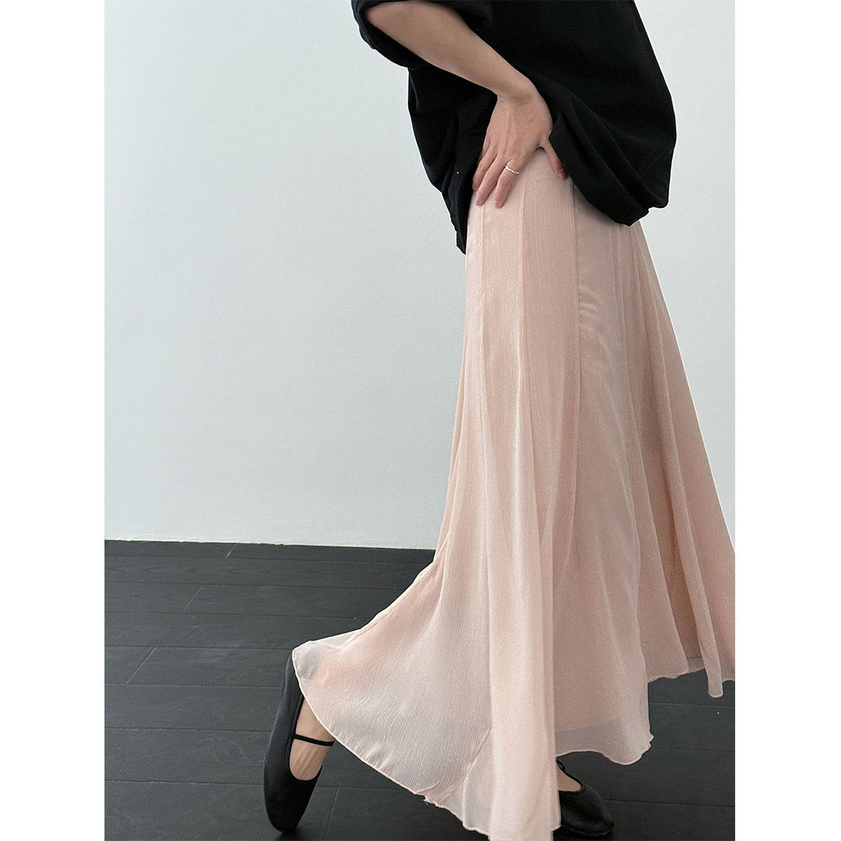 drape A word gentle and elegant wavy edge skirt women's 26 spring new casual fishtail dress