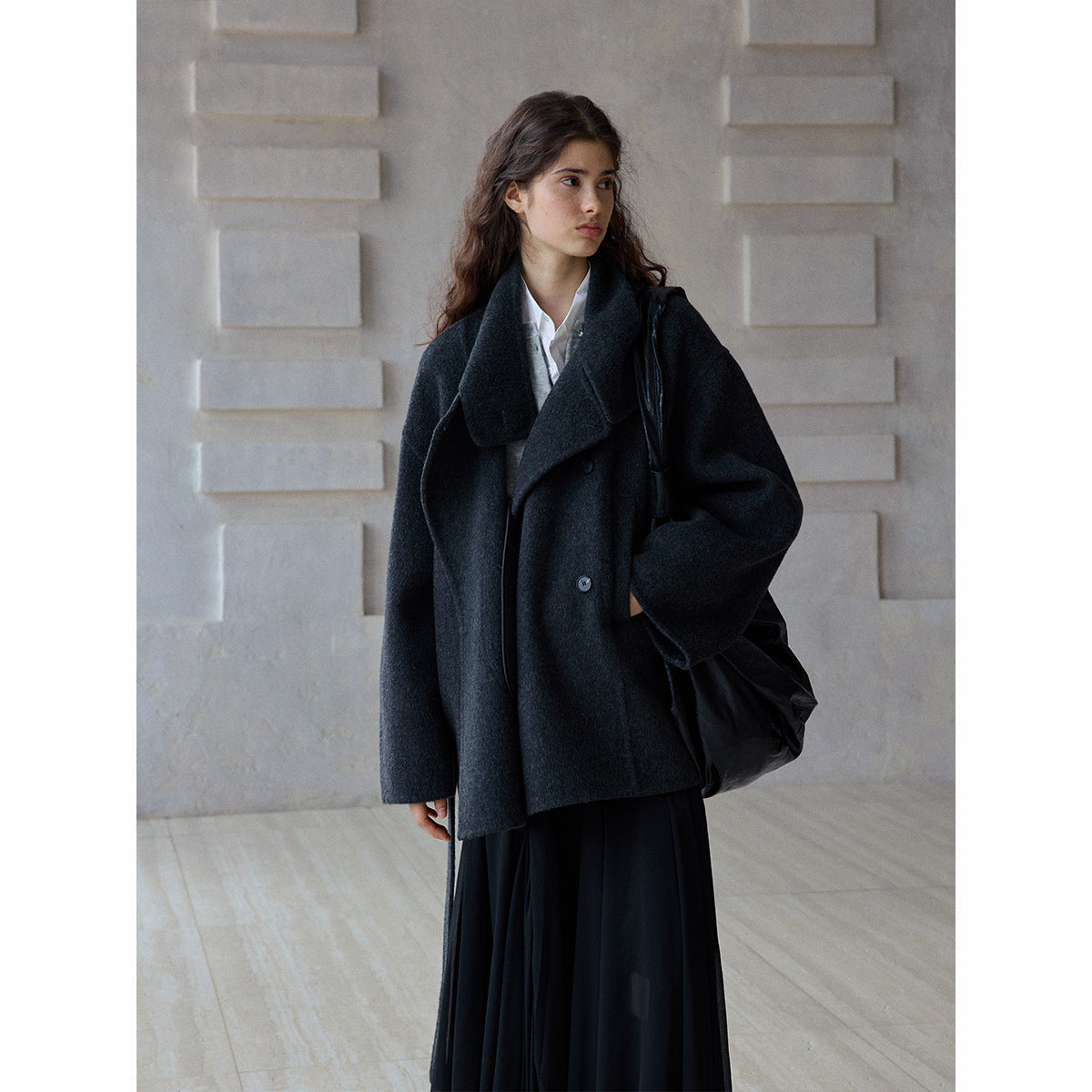High-quality hand-stitched Suli alpaca stand-up collar classic real wear short reversible ni jacket
