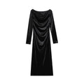 Elegant and slim velvet slingneck temperament dress